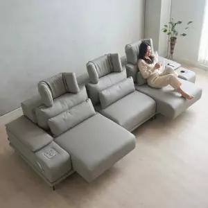 에보니아 알토 모션 슬라이딩 리클라이너 쇼파 4인용 천연면피소가죽 고급형