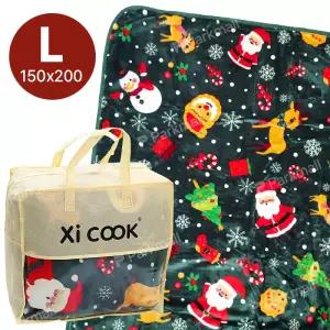 자이쿡 크리스마스 양면담요 대 150x200 (극세사 무릎담요 블랭킷 쇼핑백 차박 겨울이불)