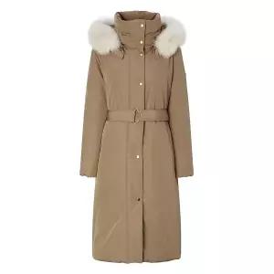 [롯데백화점]헤지스레이디스 폭스퍼 벨티드 롱 헤비 구스 다운 코트 HSJU5D103