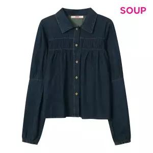 [롯데백화점]SOUP 가슴 셔링 퍼프 소매 데님 블라우스 S5ALS08