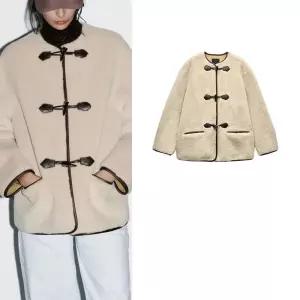 자라 라운드넥 퍼 토글 떡볶이 더플 자켓 코트 점퍼 8372300