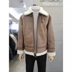 바쏘옴므 세이브존03 바쏘옴므 브라운 양가죽 배색 무스탕 점퍼 WSAGZ4UA45AG