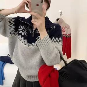 [따뜻울？？] 페이퍼 하이넥 니트 집업 KT2539