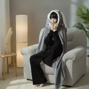 털담요 대형 담요 귀여운 소형 토끼귀모자 몽글몽글 후드 극세사