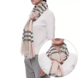 [버버리] 25FW 여성 체크 울 실크 머플러 (8078782 STONE CHECK W 25F)