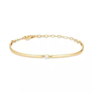 [모룬] 18K 3mm 플랫 솔리테어 하프 뱅글 팔찌 MOB42249