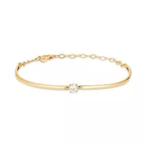 [모룬] 18K 4.2mm 플랫 솔리테어 하프 뱅글 팔찌 MOB42250