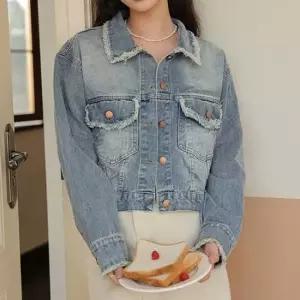 여성자켓 외출복 데일리 깔끔한 빈티지 크롭 청자켓