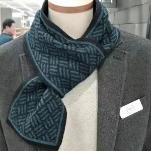 [레노마셔츠][밴브루] 캐시미어100 기하학 패턴 머플러/쁘띠 양면 목도리 BOFT