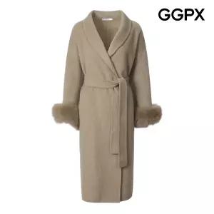 [롯데백화점]지지피엑스 소매 리얼 폭스퍼 100* 양모 롱 코트 GP9CT003F