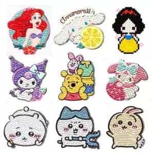 산리오 디즈니 짱구 어린이 보석십자수 키링 열쇠고리 세트