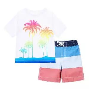 [갭키즈]조카선물 [토들러 남아3-5세] 팜트리 그래픽 래쉬가드 상의&팬츠 세트 5221261001051
