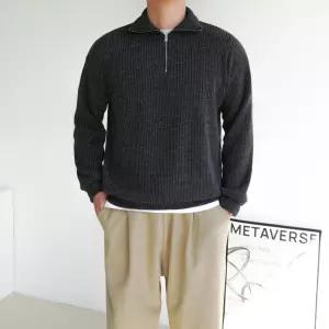 [쿼터]남자반집업니트 골지 반목폴라 남자집업니트