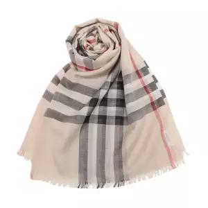 [롯데백화점]버버리 쉬폰 스카프 라이트 체크 울 실크 머플러 스톤 8078782