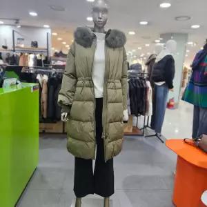 시슬리/애플아울렛/벌륜소매 스트링 포인트 폭스퍼 덕다운 롱 패딩 점퍼 SAPDD1561