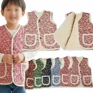 어린이 아동복 꽃무늬조끼 패딩 누비 누빔조끼 촌캉스 시골조끼 김장조끼