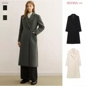 [롯데백화점]시스티나 여성 겨울 울 블렌드 원버튼 싱글 A라인 롱 코트