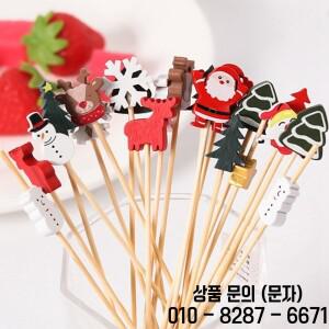 50/100pc 케이크 음식 선택 이쑤시개 크리스마스 파티 축제 신년 대 한 스틱