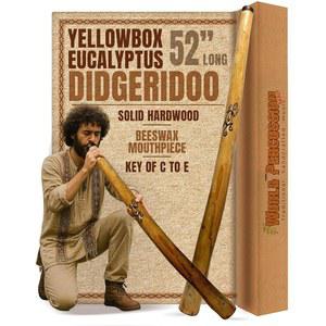 유칼립투스 옐로박스 디제리두 - 52인치 길이, 수작업 마감, 밀랍 마우스피스, 키 오브 C-E, 월드 퍼커션 USA의 내구성 있는 천연 마감