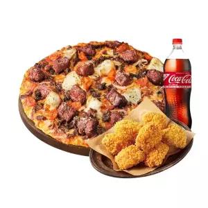도미노피자 와와웨 스테이크 (L) + 콘 크런치 치킨 + 콜라 1.25L