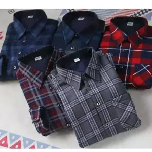 남성 겨울 기모체크셔츠 발열남방 사방스판 긴팔작업복