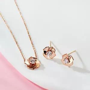 [비앤비골드] 18K 블루밍 로즈 플라워 주얼리세트 MNC40757