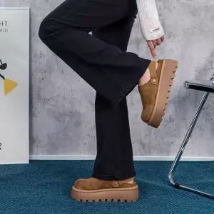 [디아슈즈]이포 스웨이드 스트랩 털안감 키높이 통굽 블로퍼 5cm