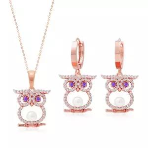 [메리그린]14K 로즈골드 무드나잇 아울 SET (목걸이+귀걸이)