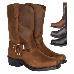 남자웨스턴부츠 레트로 카우보이 워커 롱 바이커 가죽