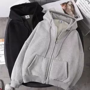 남녀공용 기모 후드 티 빅사이즈 루즈핏 두꺼운 남녀공용 기모 후드 집업 간절기 박스핏 오버핏 맨투맨