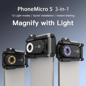 APEXEL 100X150X200X 현미경 보석 렌즈 휴대폰 카메라 키트 매크로 LED 조명 포함 아이폰 안드로이드 모든