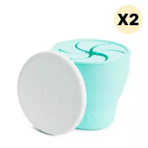 스엔코샵 유아 실리콘 폴딩 스낵컵 이유식용품 민트2p BNS