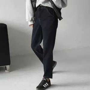 [신세계라이브쇼핑][옷자락] 여자 배기진 진청 기모데님 슬림핏 스티치 면 청바지