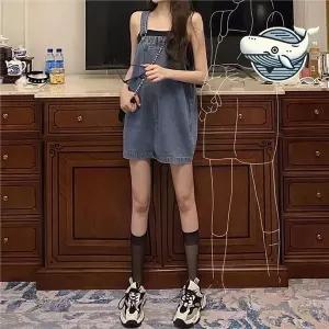 [하프클럽/]캐주얼 멜빵 조끼형 데님 원피스 포켓 디테일