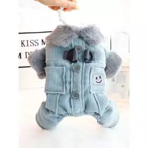 따뜻한 강아지옷 겨울 올인원 골덴 애견 발열 경량 6339 견인가능 플리스안감두꺼운 A