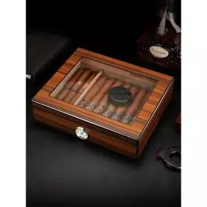 고급 삼나무 시가 케이스 선물 밀폐 조절 가위 상자 휴대용 A-1 에보니우드