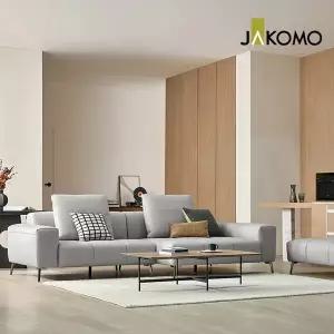 [자코모] 프라운 4인 반카우치 천연면피 소가죽 소파+스툴