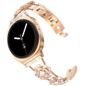 Surace 삼성 갤럭시 워치 8 40mm 44mm 밴드, 클래식 46mm 2025와 호환, 갭 없는 다이아몬드 메탈 밴드 주얼리 팔찌 손목 카멜리아 드레시 여성용