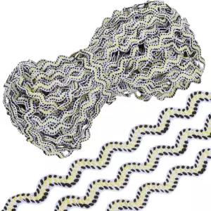 프리블로스 33야드 옐로우 릭 랙 트림 웨이브 굽힘 프린지 8mm 와이드 직조 패브릭 리본 재봉 공예 장식 활