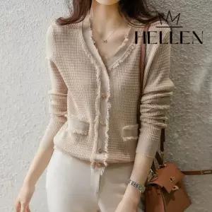 [하프클럽/] 데일리 브이넥 태슬 가을 니트 힐튼브러쉬니트 L-959