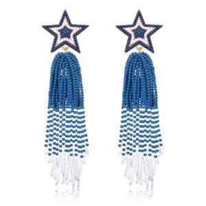 여성 구슬 장식용 BSJELL 스타 귀걸이 달링 태슬 드롭 핸드메이드 성명 보헤미안 폭포 파티 콘서트 의상 액세서리 선물