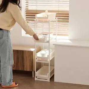 싱크인 슬라이딩선반 슬림 틈새수납장 세탁실정리 4단