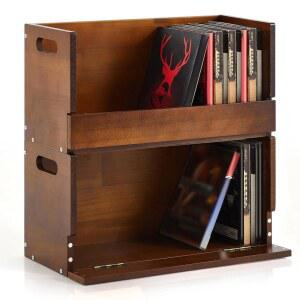 크로블리스풀 2세트 나무 DVD 보관함 DVD 보관 선반 홀더 솔리드 우드 카세트 테이프 디스플레이 정리함 CD 영화 케이스 각 정리함은 최대 26개의 상자 브라운 를 보관할 수 있습니다