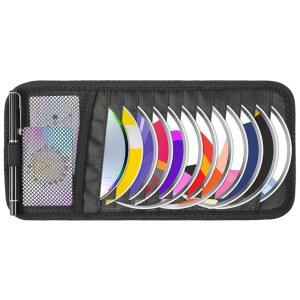 트링크리티 자동차 CD 케이스 홀더 차량용 선바이저 정리함 DVD 차량용 바이저 보관 정리함 12개의 DVD 보관 슬리브 1개의 메쉬 포켓 1개의 펜 홀더 및 탄성 스트랩 포함