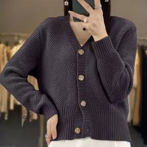 어밴저스 여자 키작녀 간절기 브이넥 가디건 가을 겨울 카디건 아우터 긴팔 스웨터 빅사이즈 니트 도톰숏