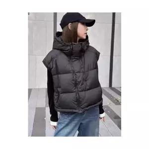 템퍼티샵 여성 가을 겨울 조끼 더블 집업 패딩 카디건 도톰하고 따뜻나시 후드 SOH4