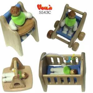 아기방 침대 돌보기 역할 놀이 완구 아기원목 원목 목재장난감 나무장난감 돌잡이선물