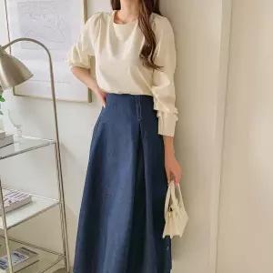 코코로안 청치마 청스커트 햅번 스타일 논페이드 원단