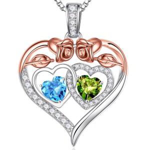 여성을 위한 이필 크리스마스 선물 - 아내 여자친구를 더블 탄생석 목걸이 선물, 엄마 할머니를 보석 발렌타인 생일