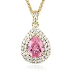 여성용 포에키오 크리스마스 선물 - 티어드롭 탄생석 펜던트-18K 골드 도금 체인, 라이트업 상자, 주얼리, 아내 여자친구 엄마를 위한 기념 생일 선물, 주얼리